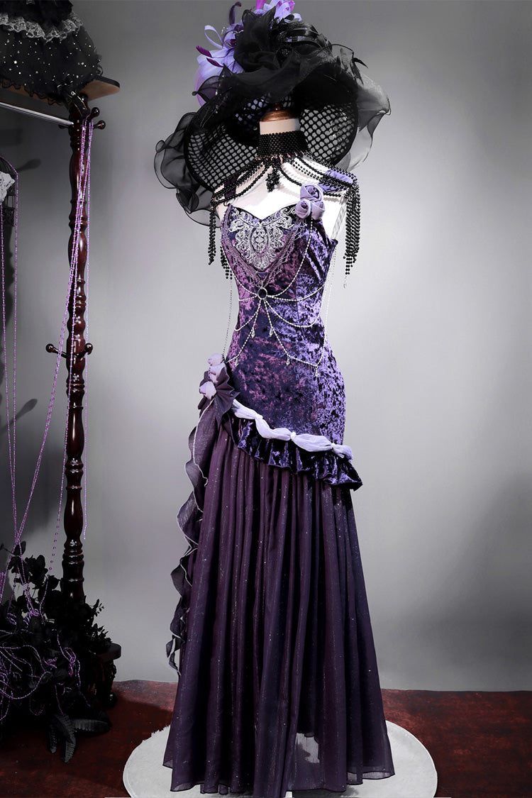 Purple [Madame Butterfly] Ruffle Bowknot Lace Sweet Elegant Gorgeous Lolita Jsk Dress