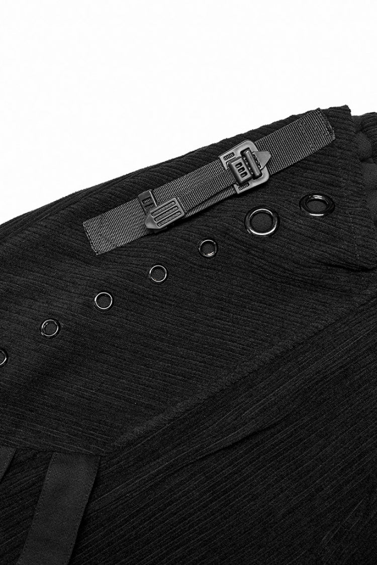 Black Doomsday Metal Stitching Corduroy Men's Steampunk Pants