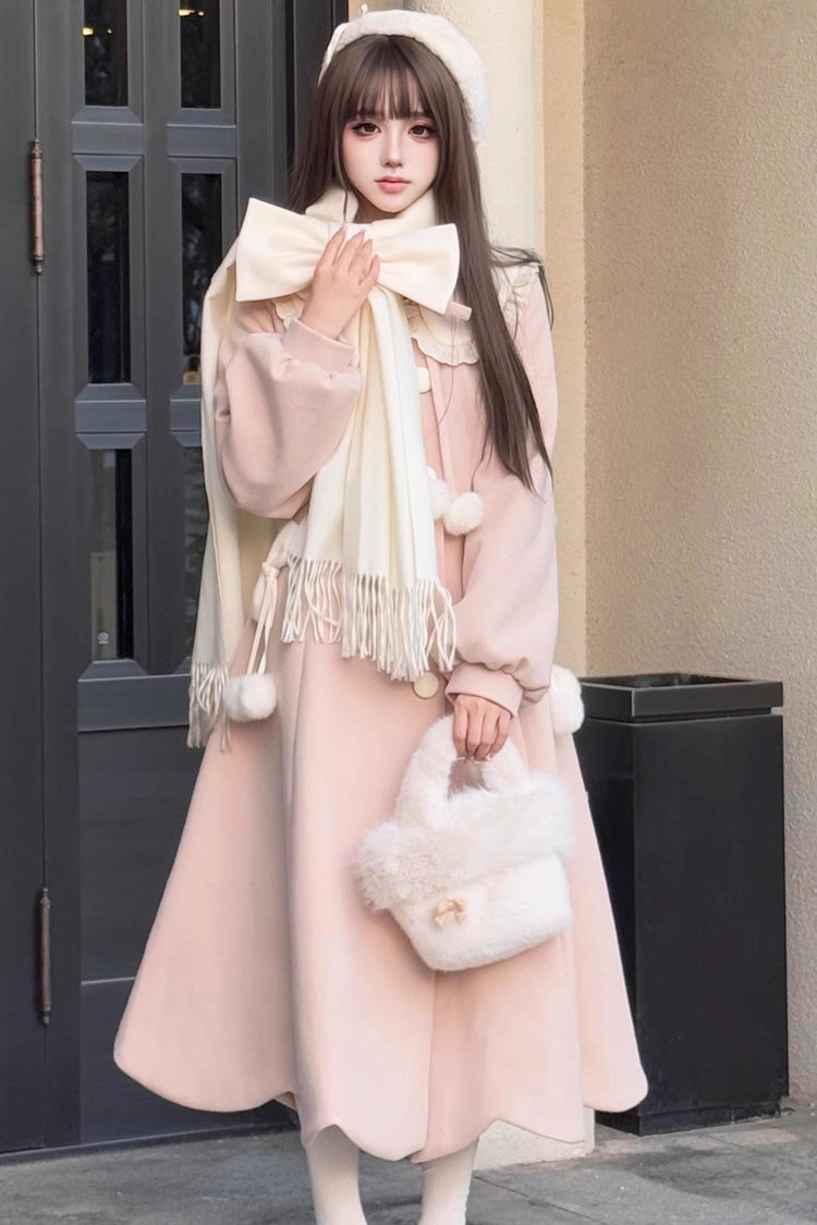 [Winter Sonata] Long Sleeves Bowknot Sweet Elegant Lolita Long Coat 2 Colors