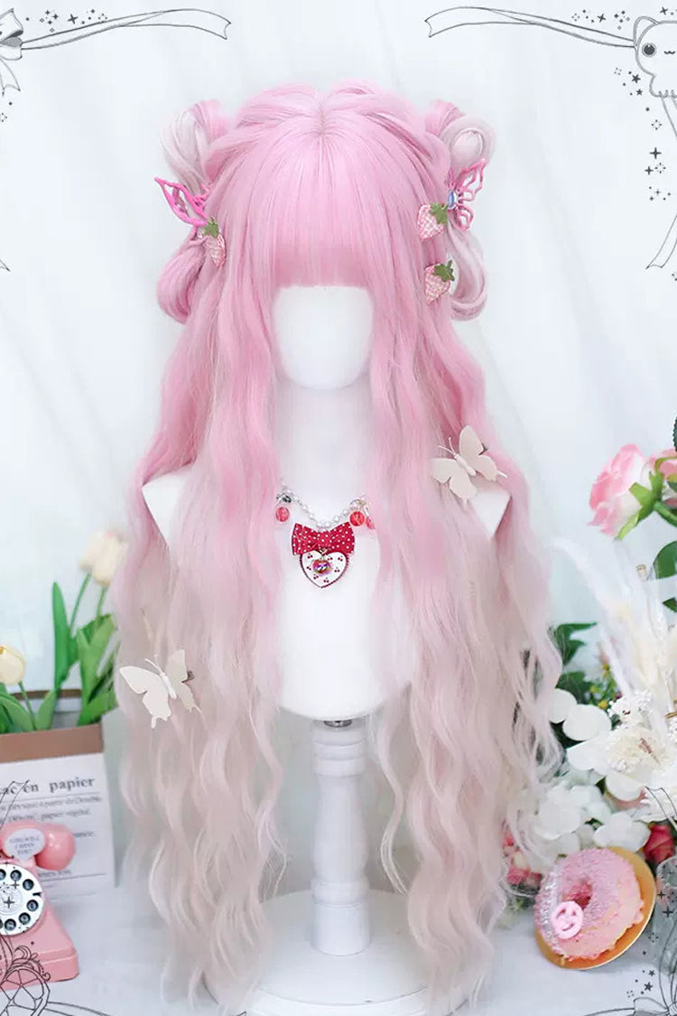 Pink Gradient Secondary Long Curly Sweet Lolita Wigs
