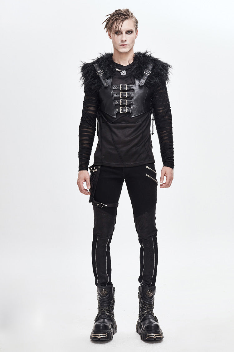 Black Lace-Up Mens Steampunk Vest