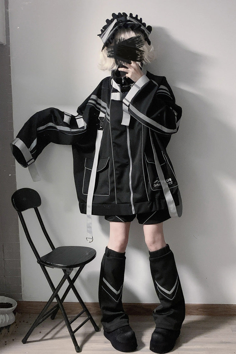 Cyberpunk Functional Long Sleeves Print Jirai Kei Handsome Sports Coat 2 Colors