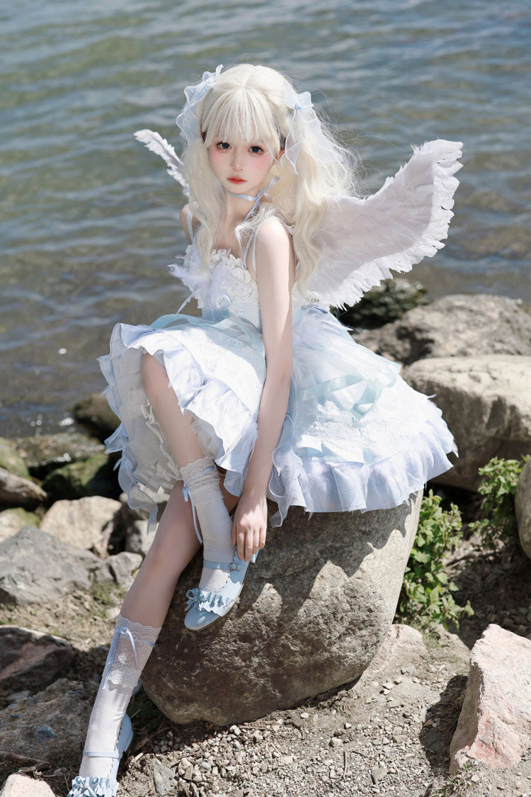 Wings Arrival Multi-layer Ruffle Bowknot Ballet Style Sweet Elegant Lolita Jsk Dress 3 Colors