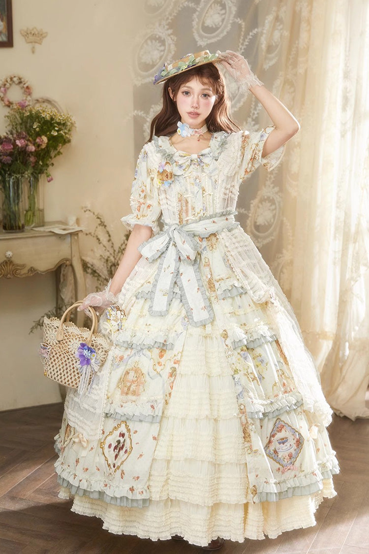 Cat Rose Tea Multi-layer Ruffle Sweet Lolita Skirt 3 Colors