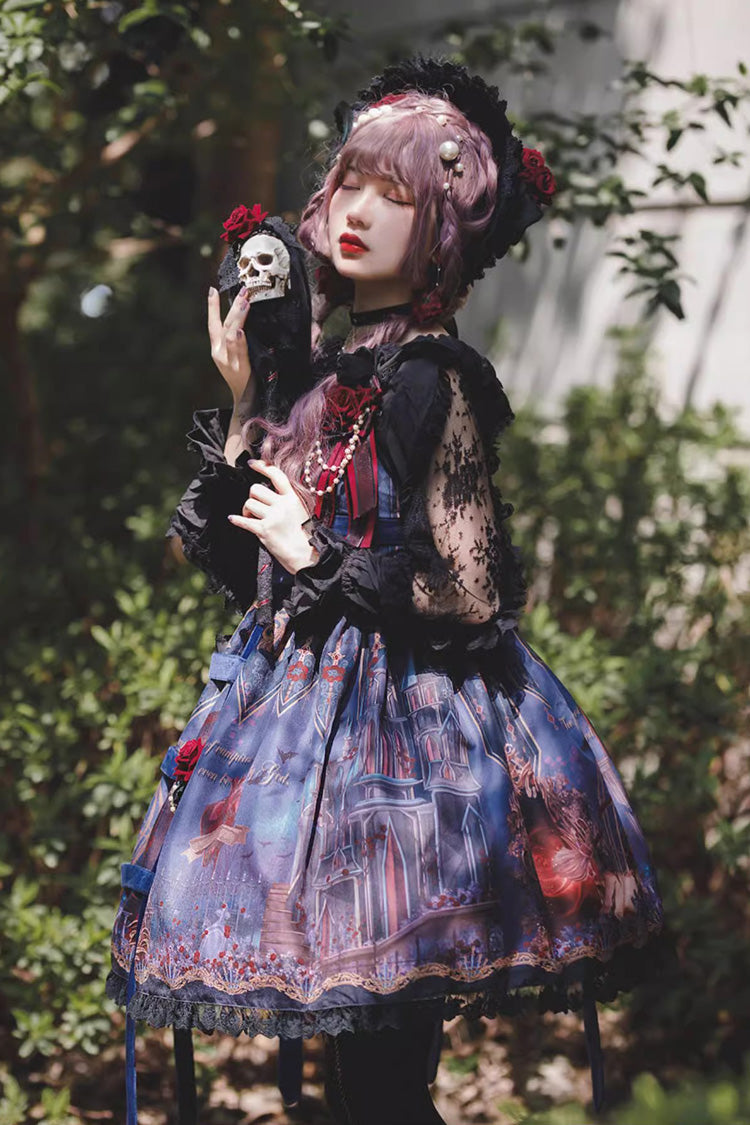 Midnight Magic Church Print Rüschen Punk Lolita Jsk Kleid 3 Farben