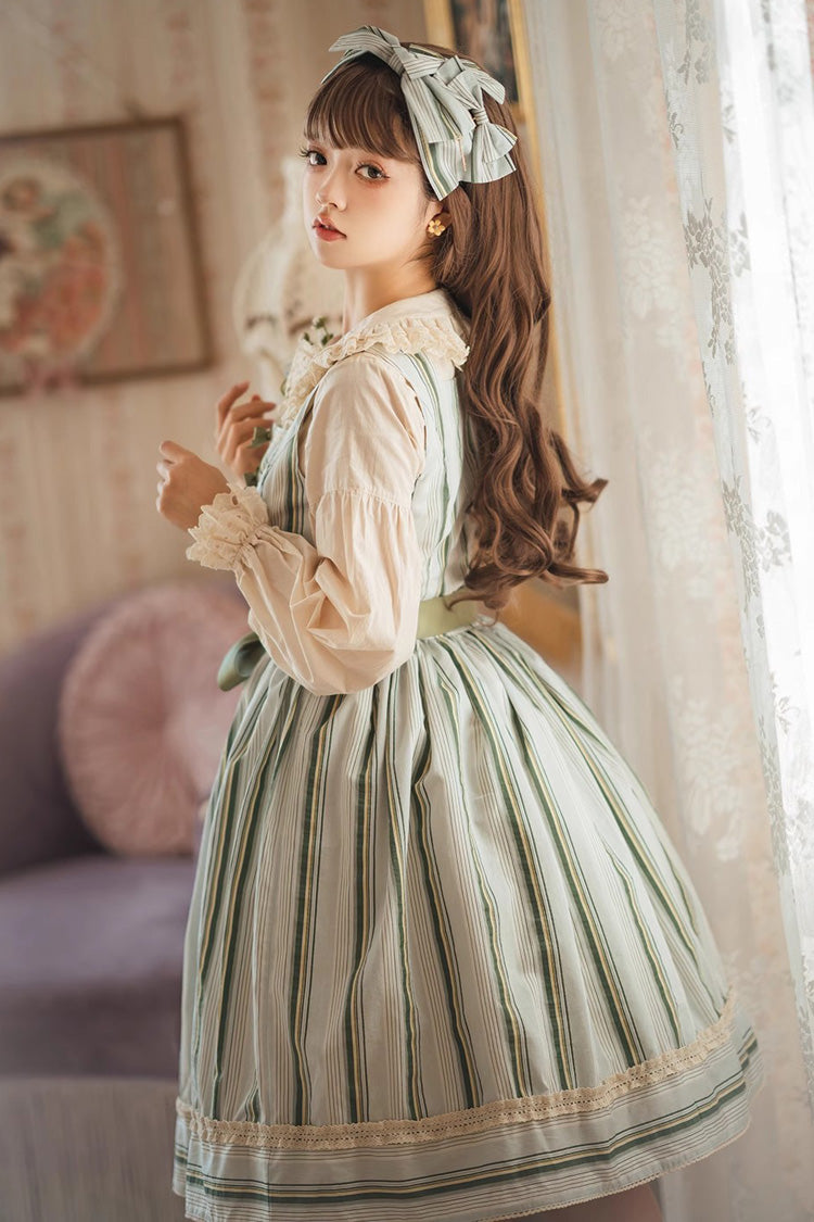 Forest Atlas Striped Print Bowknot Sweet Lolita Jumper Dress 3 Colors