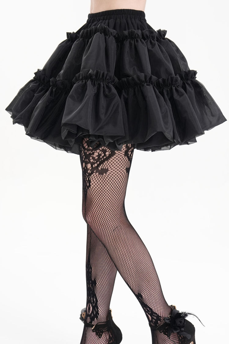 Black Bubble Ruffle Mesh Women's Gothic Skirt