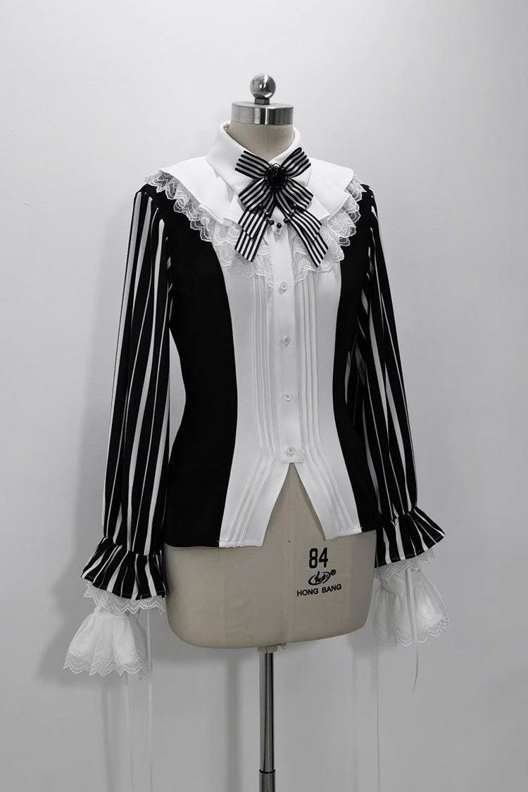 Black/White Wonderful Trick Print Lace Ouji Fashion Elegant Lolita Blouse