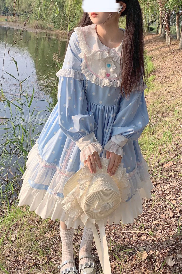 Toffee Bobo Long Sleeves Double Layer Print Ruffle Sweet Lolita Dress 2 Colors