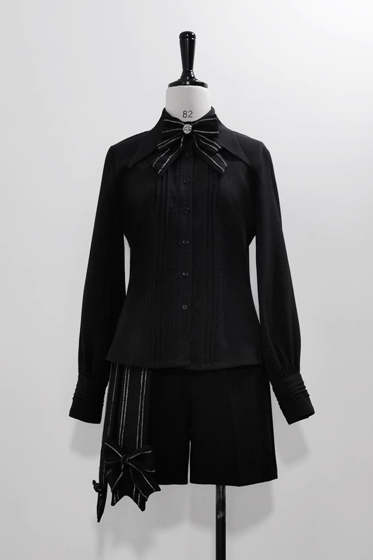 Black Vintage Bowknot Ouji Lolita Blazer Shorts – LolitaInside