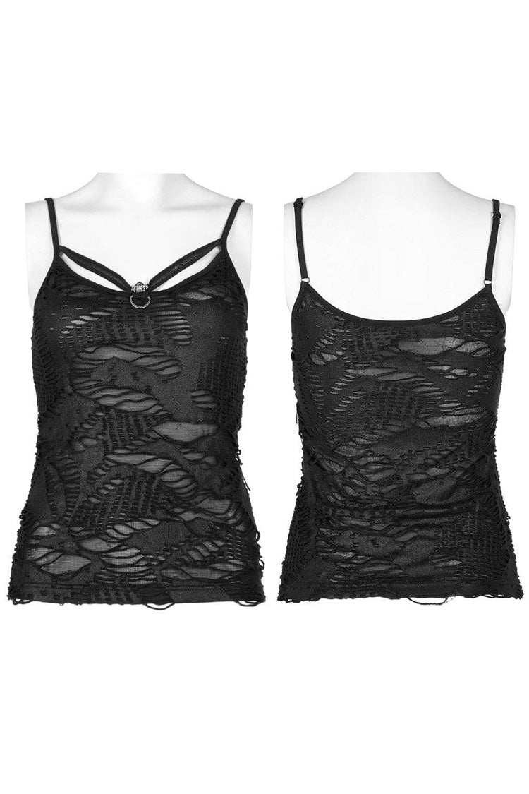 Black Gothic Daily Stretch Knit Metal Skull Decoration Sexy Women's Camisoles