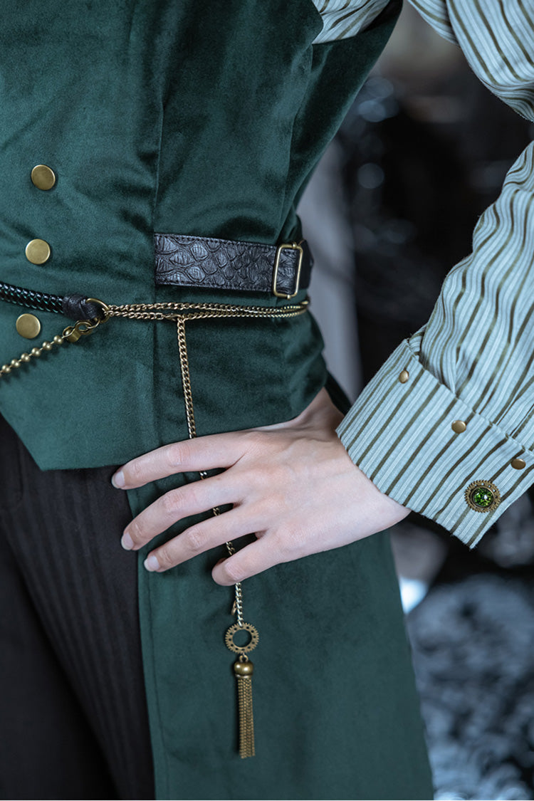 Dark Green Double-breasted Slim Ouji Prince Handsome Lolita Vest