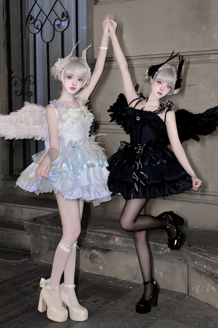 Wings Arrival Multi-layer Ruffle Bowknot Ballet Style Sweet Elegant Lolita Jsk Dress 3 Colors