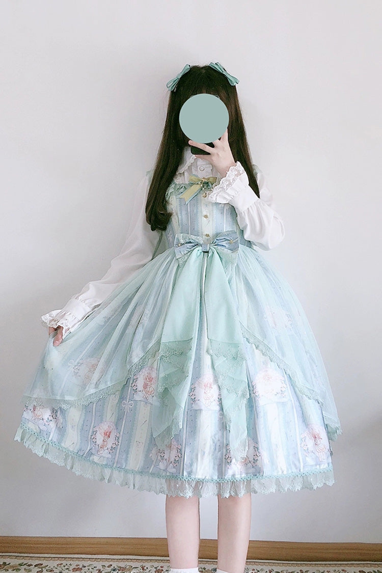 [Angel's Hymn] Print Ruffle Bowknot Sweet Lolita Jsk Dress 2 Colors