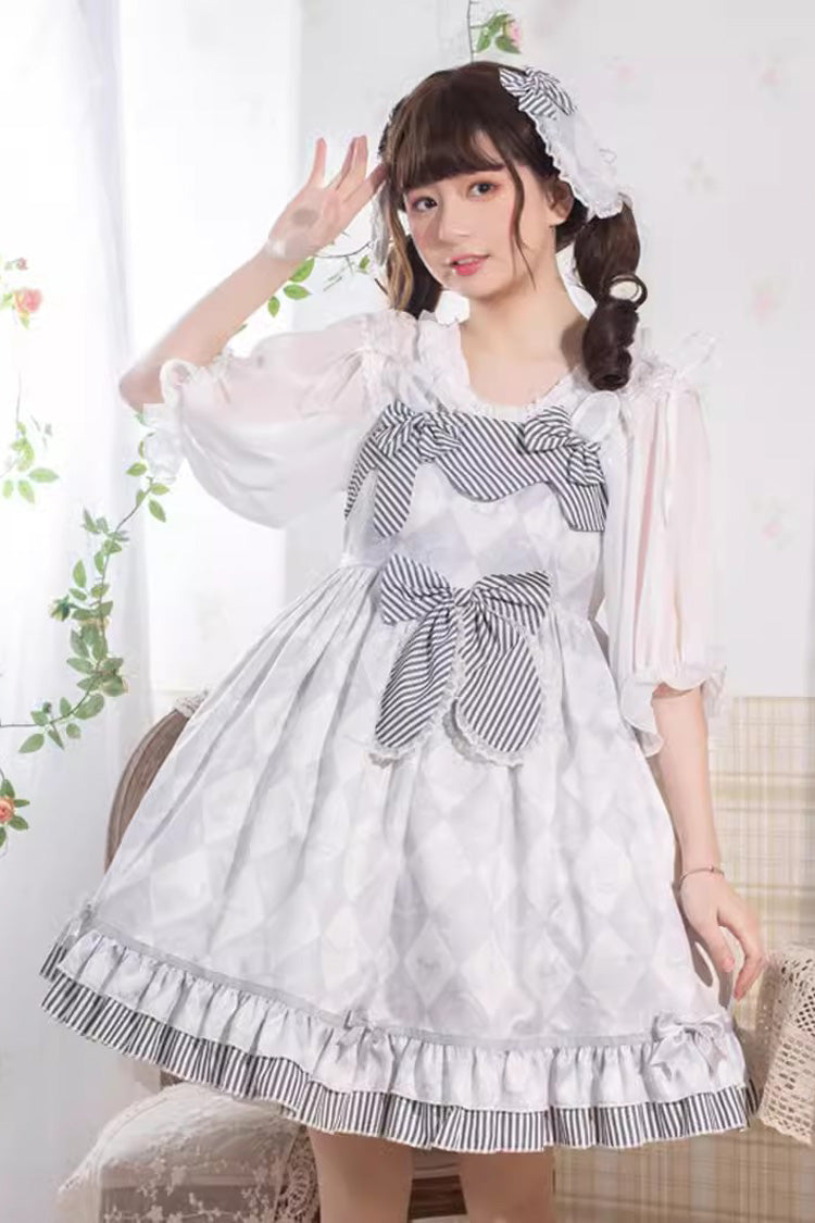 Grey Alice Bunny Ruffle Bowknot Sweet Princess Lolita Jsk Dress