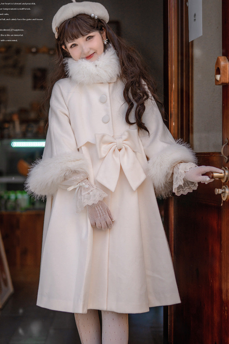 Apricot Long Sleeves Bowknot Sweet Princess Lolita Long Coat