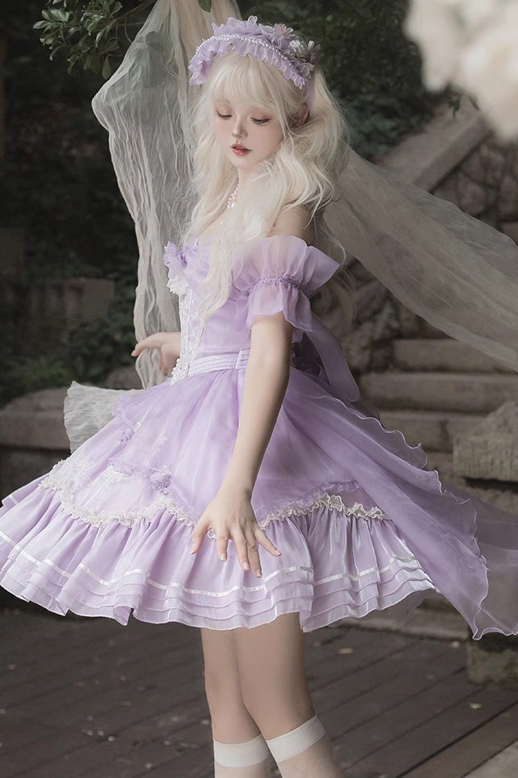 Purple Fantasy Music Box Ruffle Bowknot Lace Ballet Sweet Elegant Lolita Dress