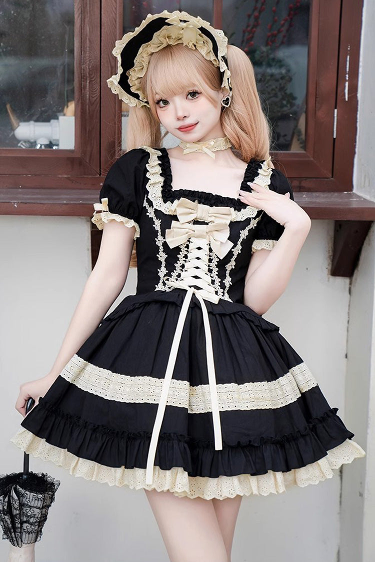 Black Chapter Seventh Night Short Sleeves Multi-layer Ruffle Bowknot Sweet Lolita Dress