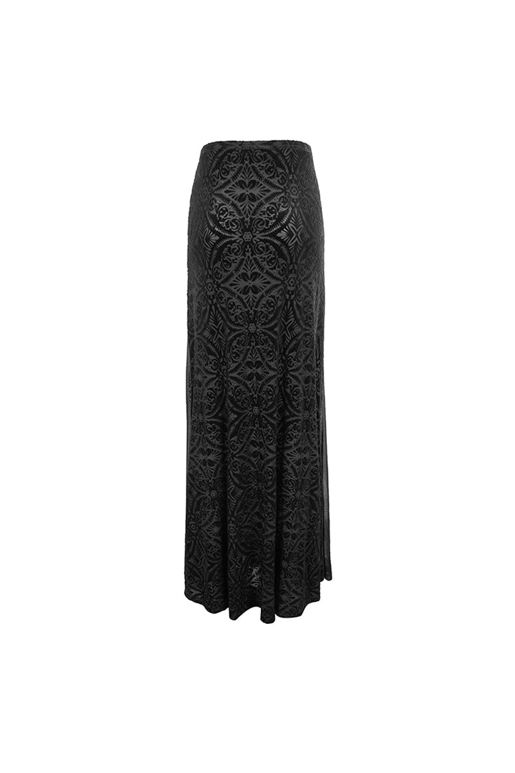 Black High Waisted Jacquard Lace Women's Punk Skirt