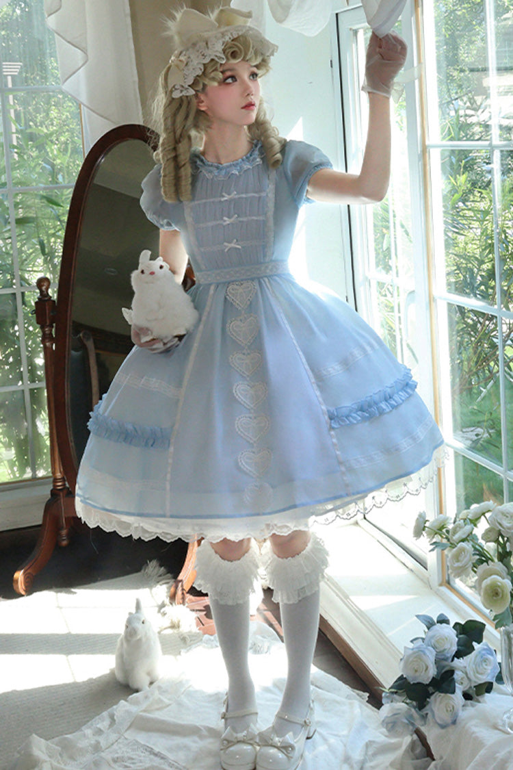 Wish Heart Short Sleeves Cardigan Bowknot Sweet Princess Lolita Jsk Dress 2 Colors