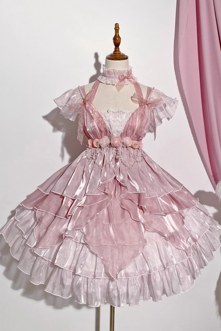 Pink Multi-layer Ruffle Hanayome Bowknot Sweet Elegant Princess Gorgeous Lolita Jsk Dress