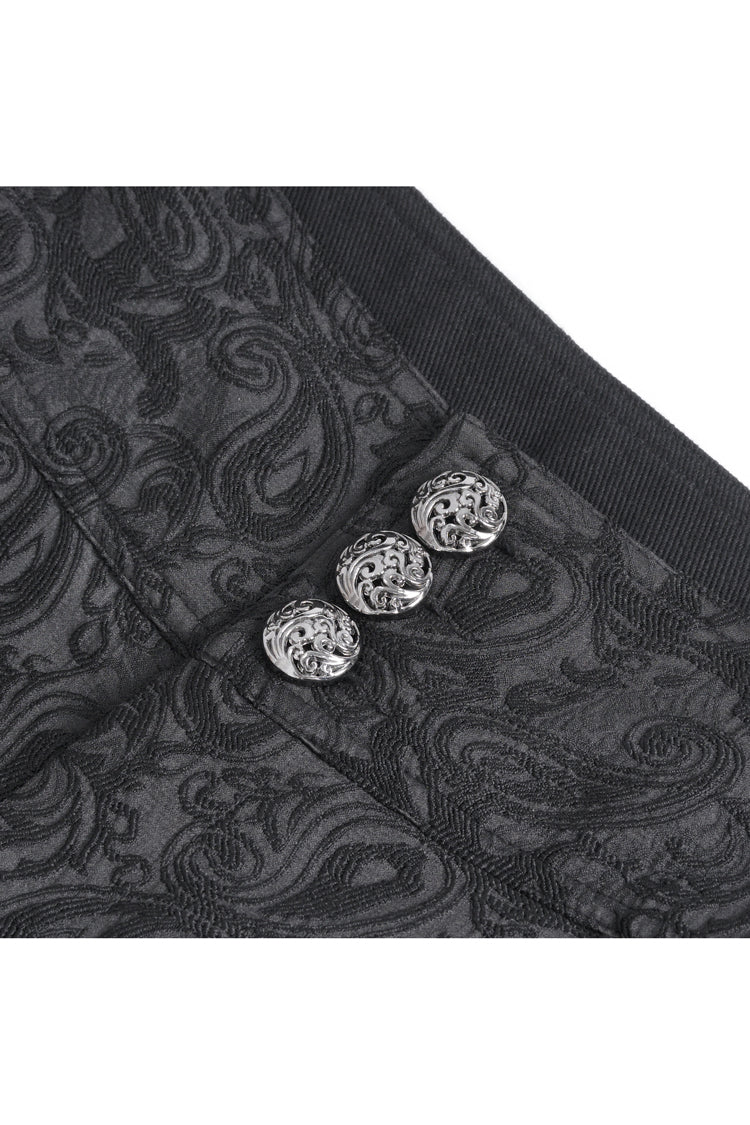 Black Jacquard Embroidery Men's Gothic Pants