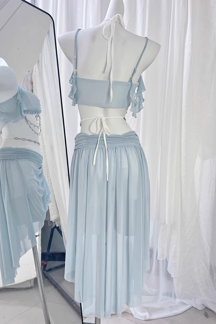 Light Blue Summer Ripples Sweet Lolita Two-piece Swimsuit