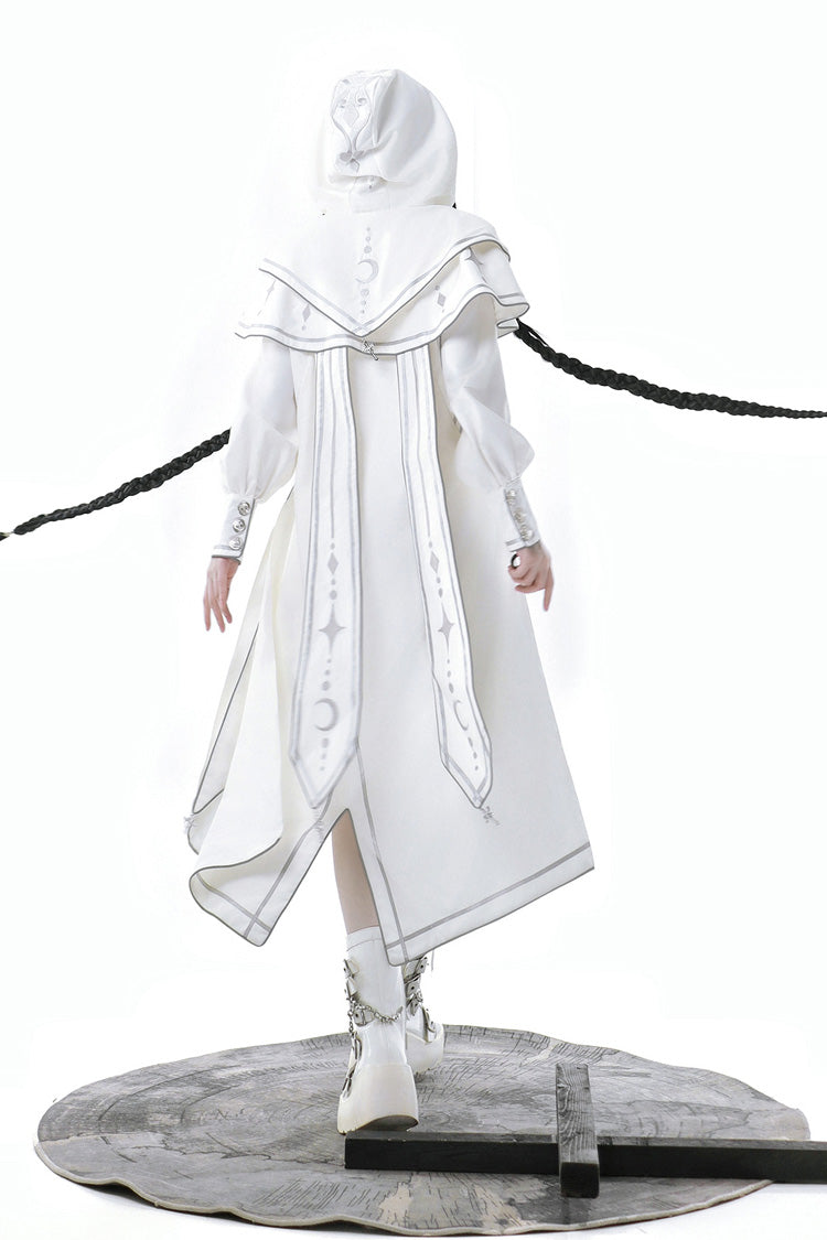 White Bionic Dimension Futuristic Mechanical Style Print Ouji Fashion Lolita Cape