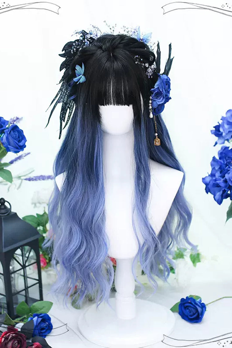 Black/Blue Gradient Sweet Lolita Long Curly Wigs