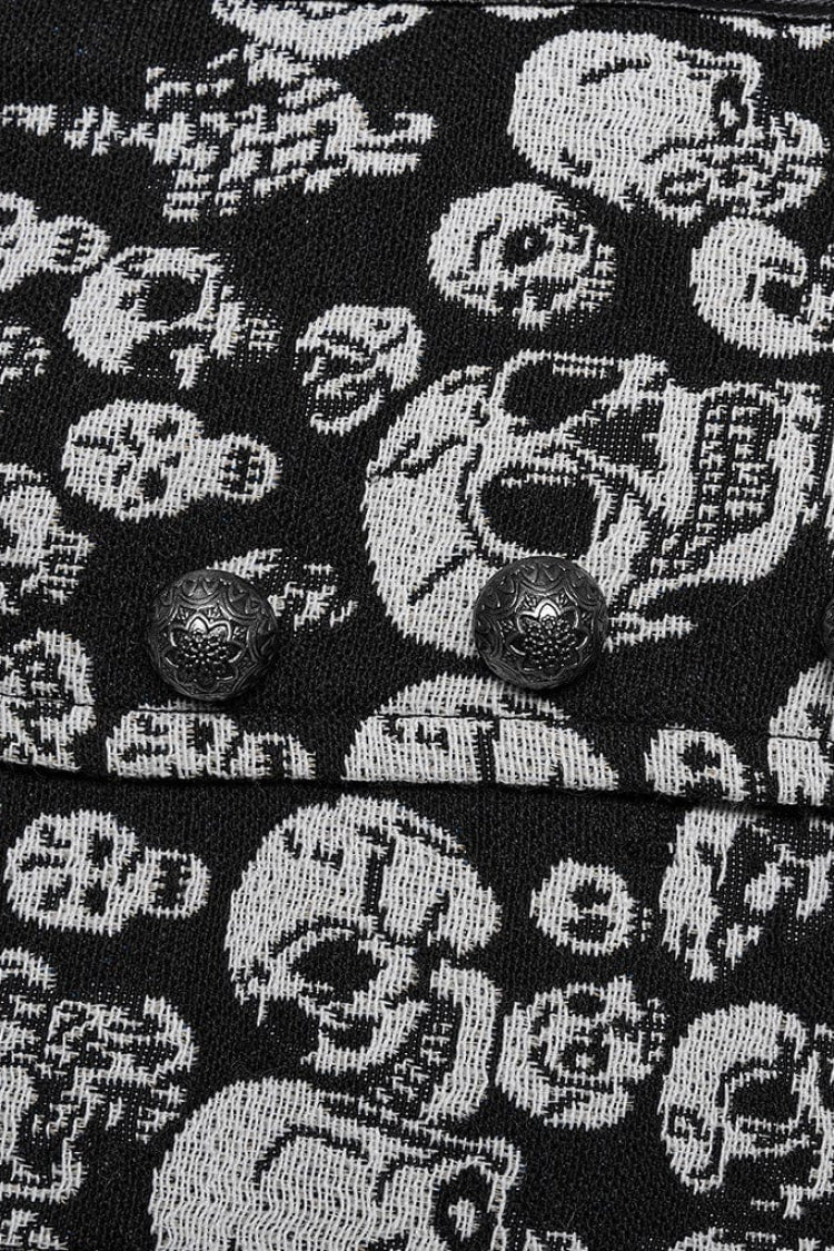 Weiß/Schwarz Kontrast Ärmellose Totenkopf Print Jacquard Hohl Herren Gothic Weste