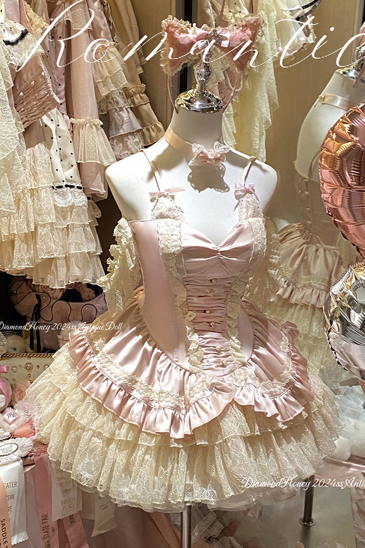 Pink [Ballet Cat] Multi-Layered Ruffle Lace Sweet Princess Lolita Dress