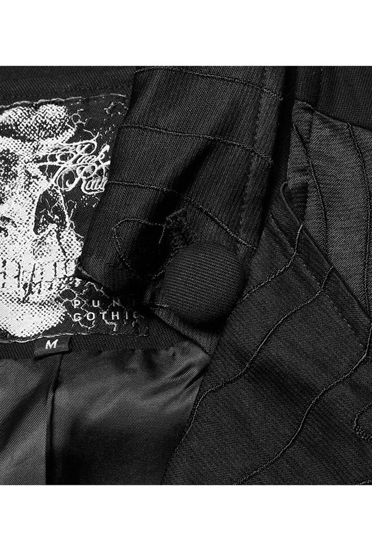 Schwarze Gothic Edle Jacquard Stickerei Plissee Rüschen Zarte Knöpfe Dekoration Herren Weste