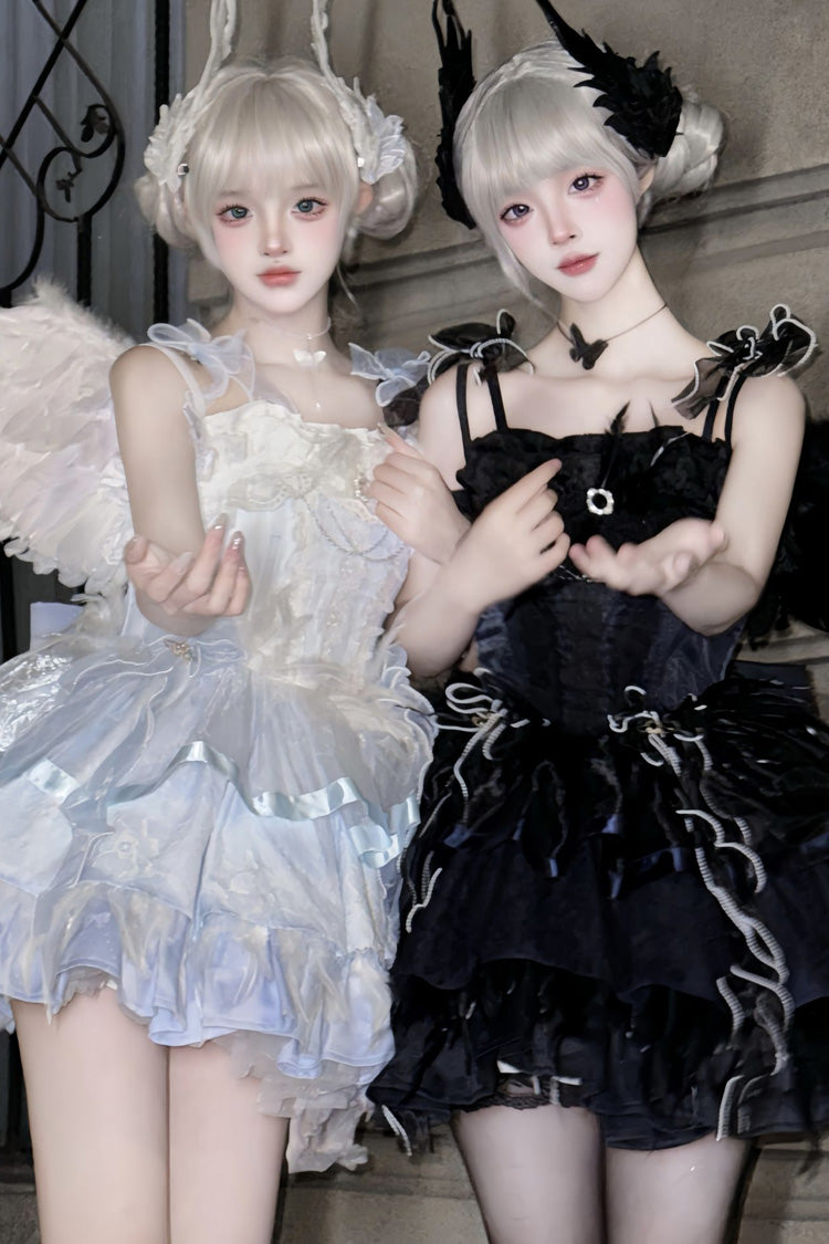 Wings Arrival Multi-layer Ruffle Bowknot Ballet Style Sweet Elegant Lolita Jsk Dress 3 Colors