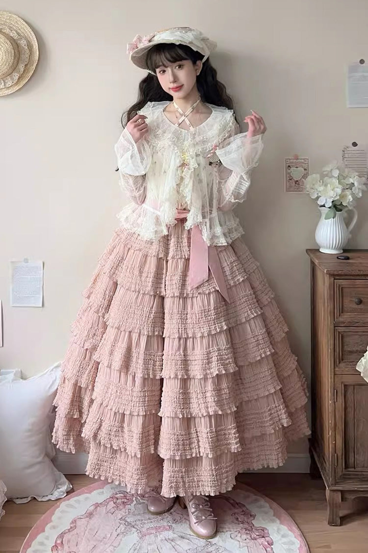 Cat Rose Tea Multi-layer Ruffle Sweet Lolita Skirt 3 Colors