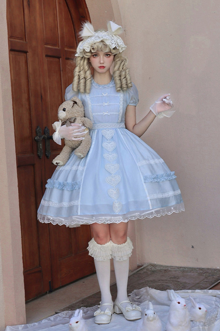 Wish Heart Short Sleeves Cardigan Bowknot Sweet Princess Lolita Jsk Dress 2 Colors