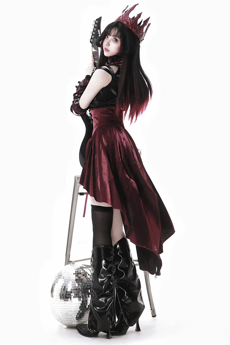 Black/Red [Chief Assassin] Lace-Up Gothic Ouji Lolita Shorts Set