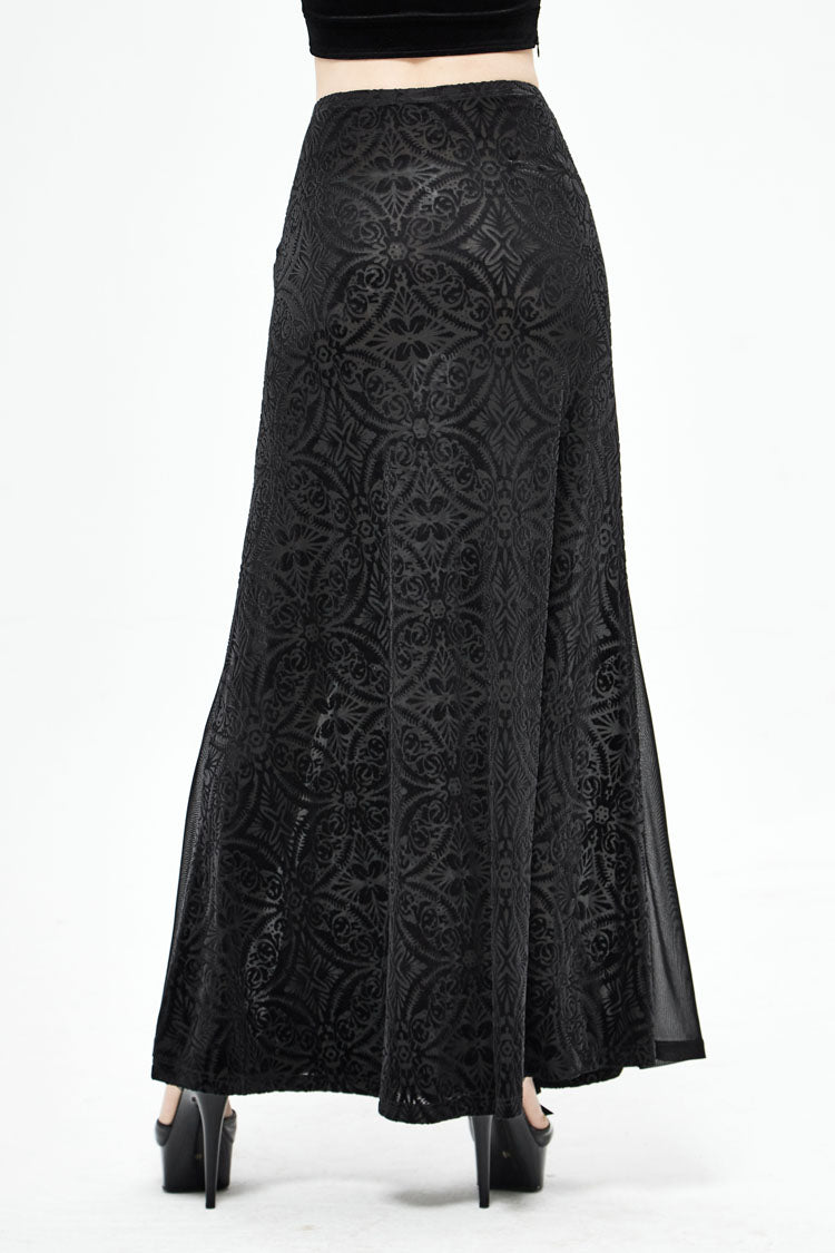 Black High Waisted Jacquard Lace Women's Punk Skirt