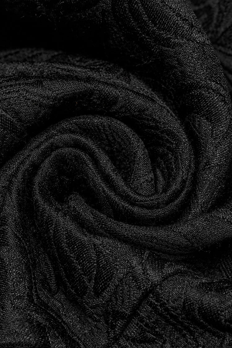 Schwarze Jacquard-Weste mit Reverskragen und schmaler Gothic-Passform für Herren