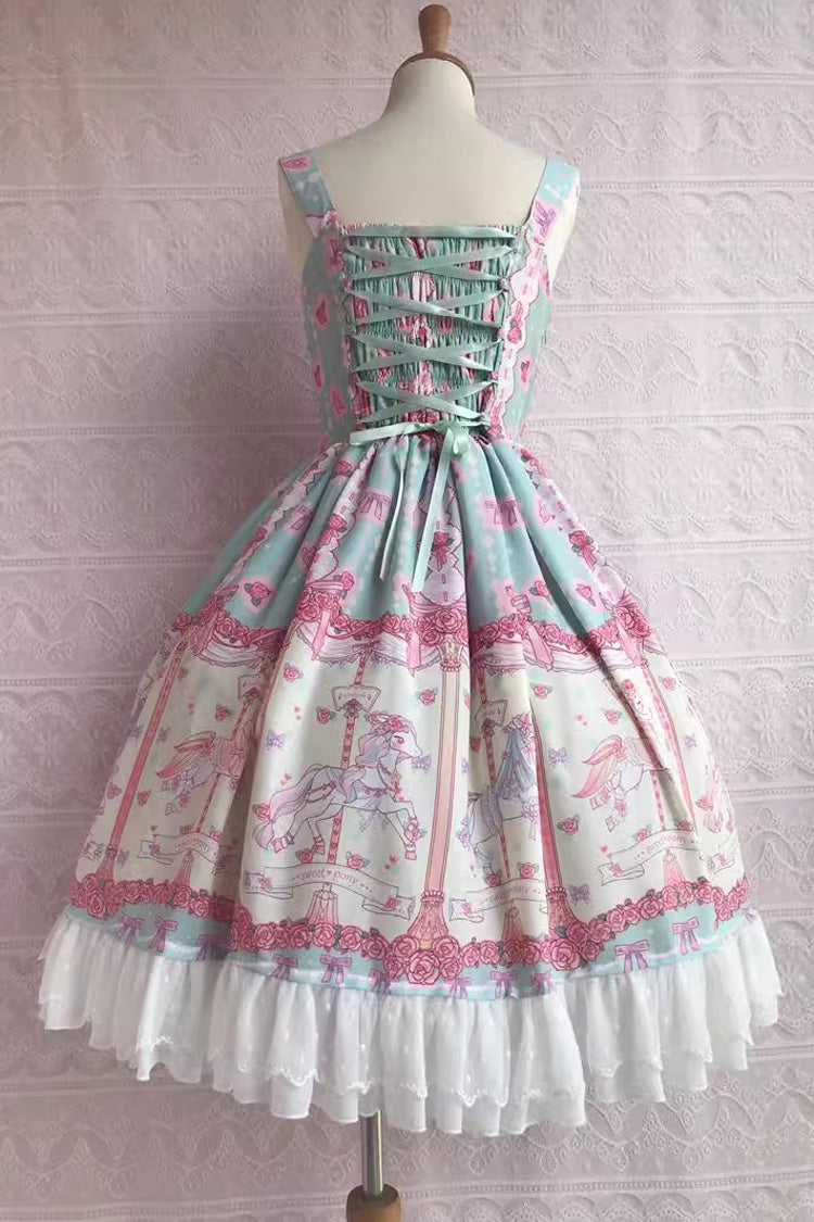 Rose Trojan Print Rüschen Bowknot Sweet Lolita Jsk Kleid 3 Farben