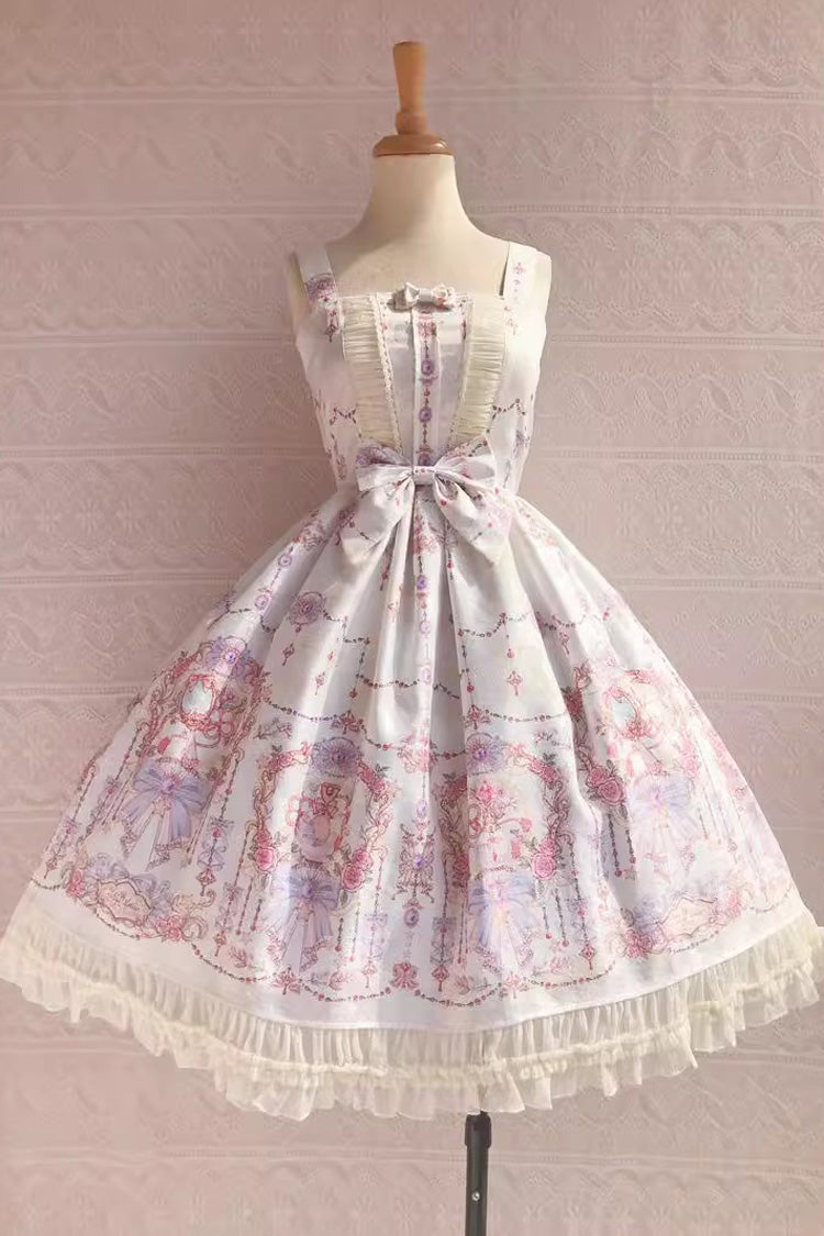 Süßes Lolita-JSK-Kleid mit kleiner, zarter Rüschenschleife und Druck in 4 Farben