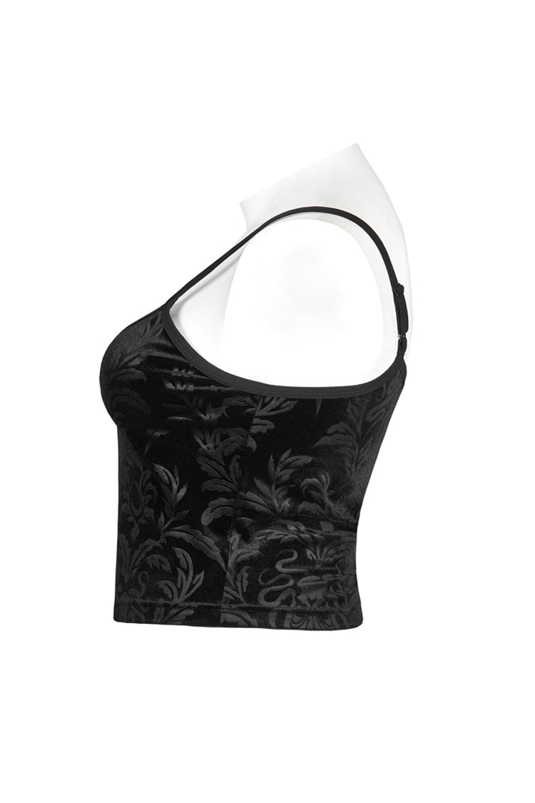 Black Velvet Personalized Pattern Printing Adjustable Shoulder Straps Sleeveless Women's Plus Size Gothic Sling