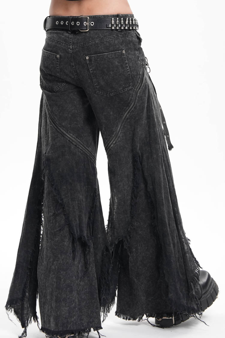 Black Ripped Rings Studs Men's Gothic Pants