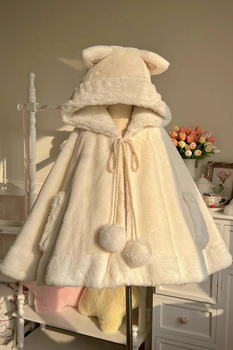 Ivory [Little Star Wish] Cat Ears Hooded Sweet Lolita Cloak Coat