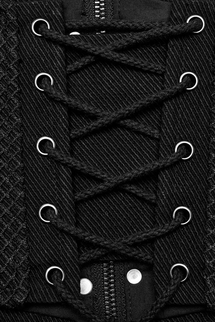 Black Lace-Up Rivet Buckle Men's Punk Harness