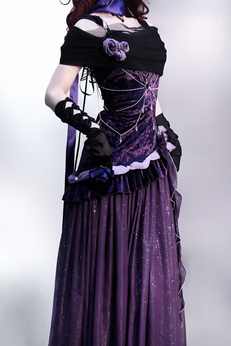 Purple [Madame Butterfly] Ruffle Bowknot Lace Sweet Elegant Gorgeous Lolita Jsk Dress