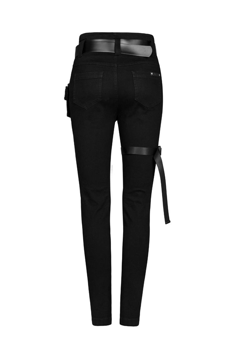 Black Detachable Loop Denim Skinny Women's Steam Punk Jeans