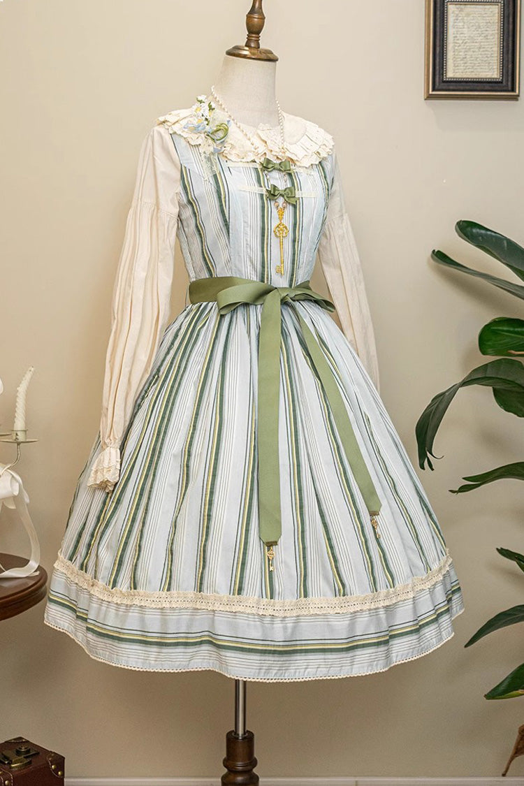 Forest Atlas Striped Print Bowknot Sweet Lolita Jumper Dress 3 Colors