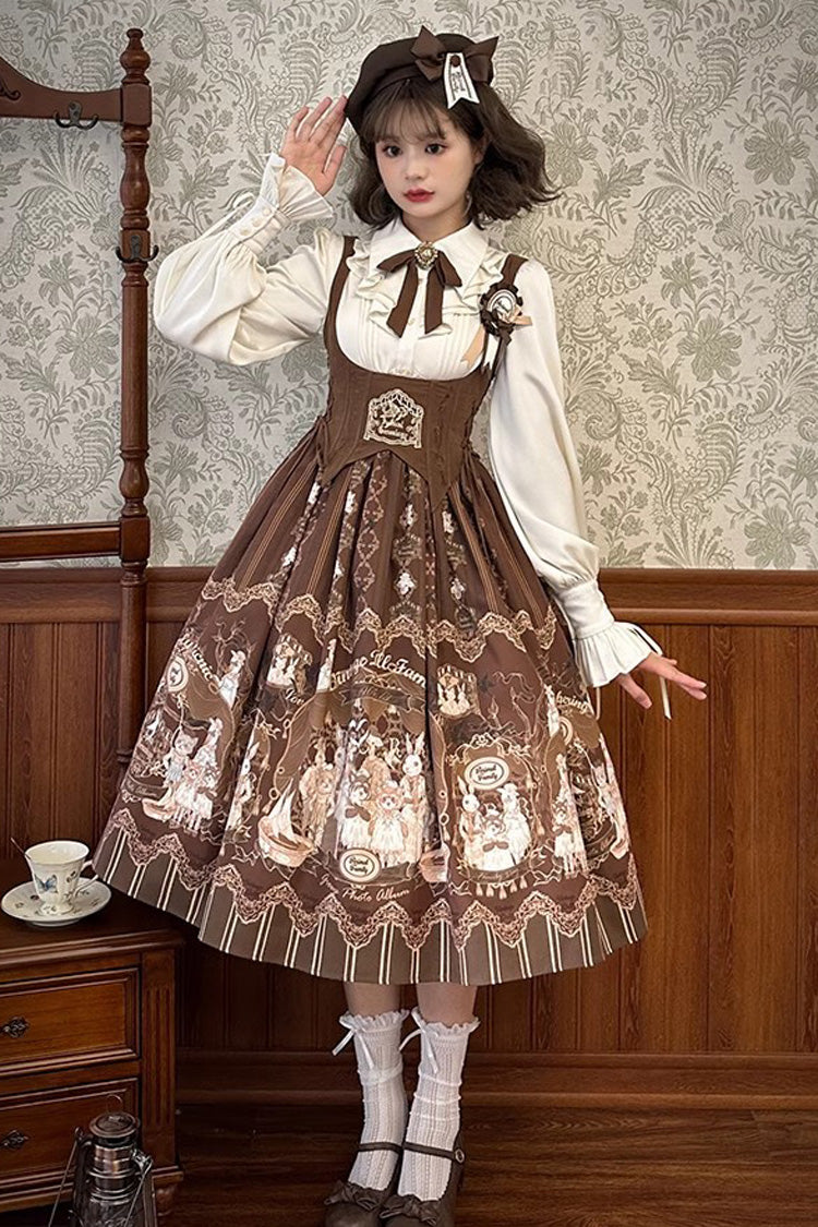 Puppenhaus Druck Rüschen Stickerei Lange Version Süßes Lolita Jsk Kleid 2 Farben