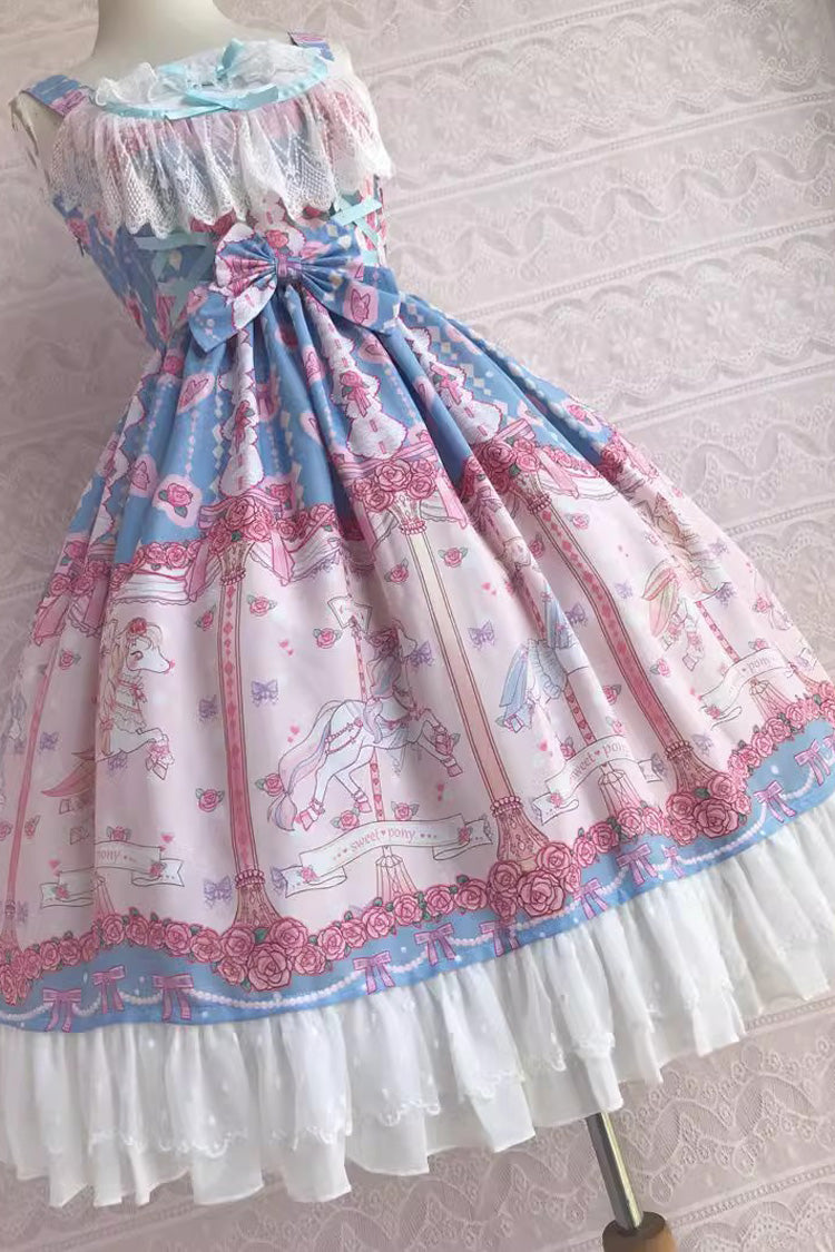 Rose Trojan Print Rüschen Bowknot Sweet Lolita Jsk Kleid 3 Farben