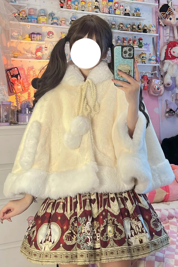 Ivory [Little Star Wish] Cat Ears Hooded Sweet Lolita Cloak Coat